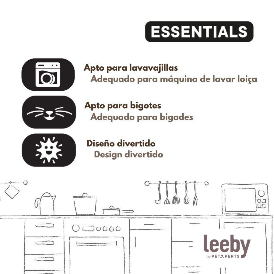 Leeby Comedouro de Cer&acirc;mica Branco e Preto com Orelhinhas para gatos, , large Imagem n&uacute;mero 5