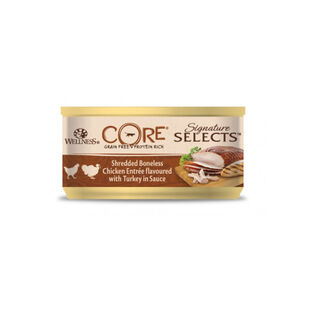 Wellness Core Shredded frango e peru lata para gatos