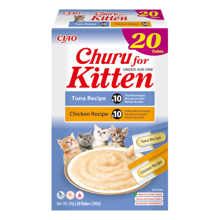 20 saquetas x 14 g Churu Multipack Snack Cremoso Variedades para gatinhos, , large Imagem n&uacute;mero 1