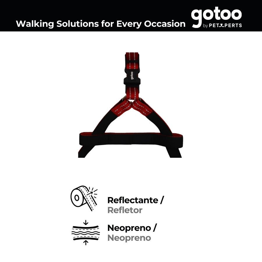 Gotoo Peitoral vermelho de nylon refletor para c&atilde;es, , large Imagem n&uacute;mero 4