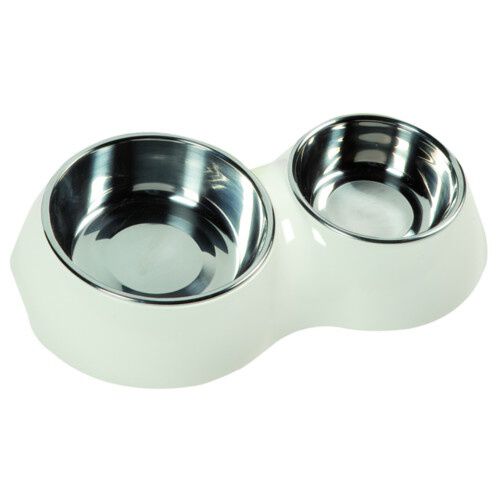 Flamingo doble blanco comedero para gatos Imagem n&uacute;mero 1