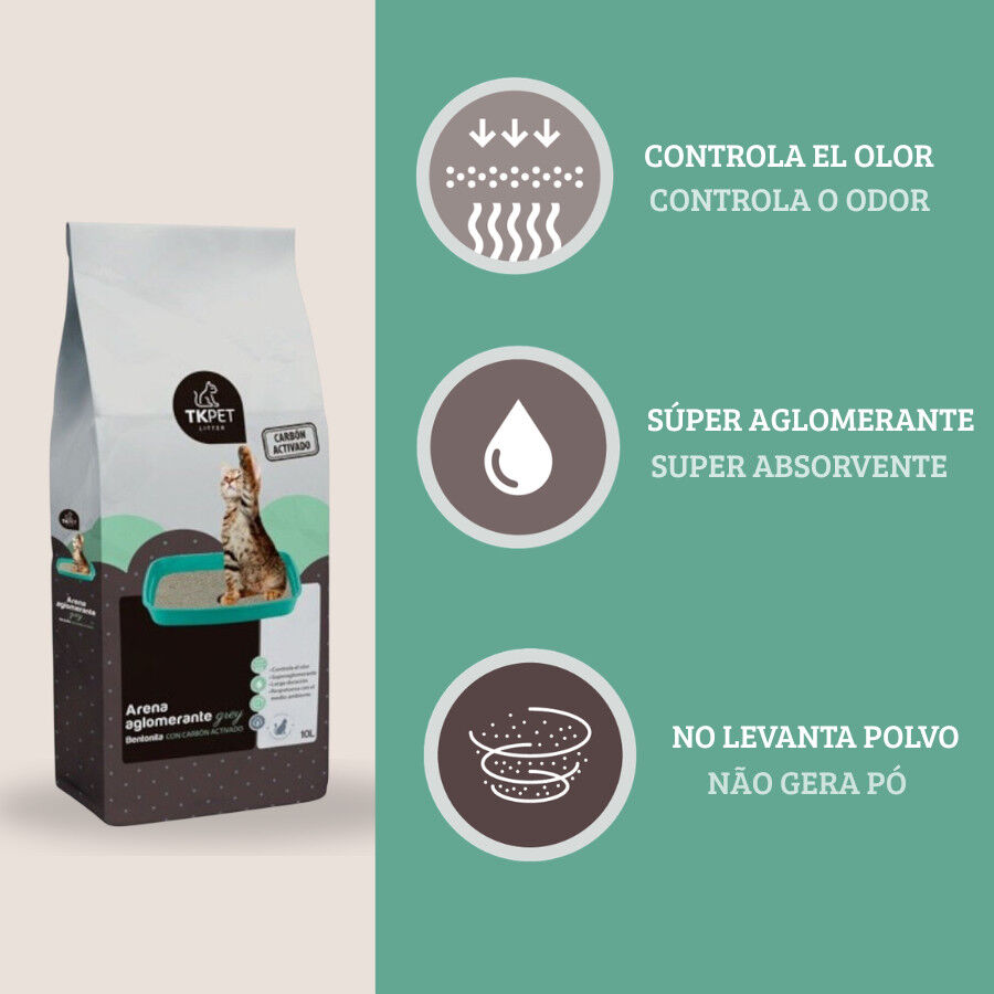 10 L TK-Pet Areia Aglomerante com Carv&atilde;o Ativo para Gatos, , large Imagem n&uacute;mero 3