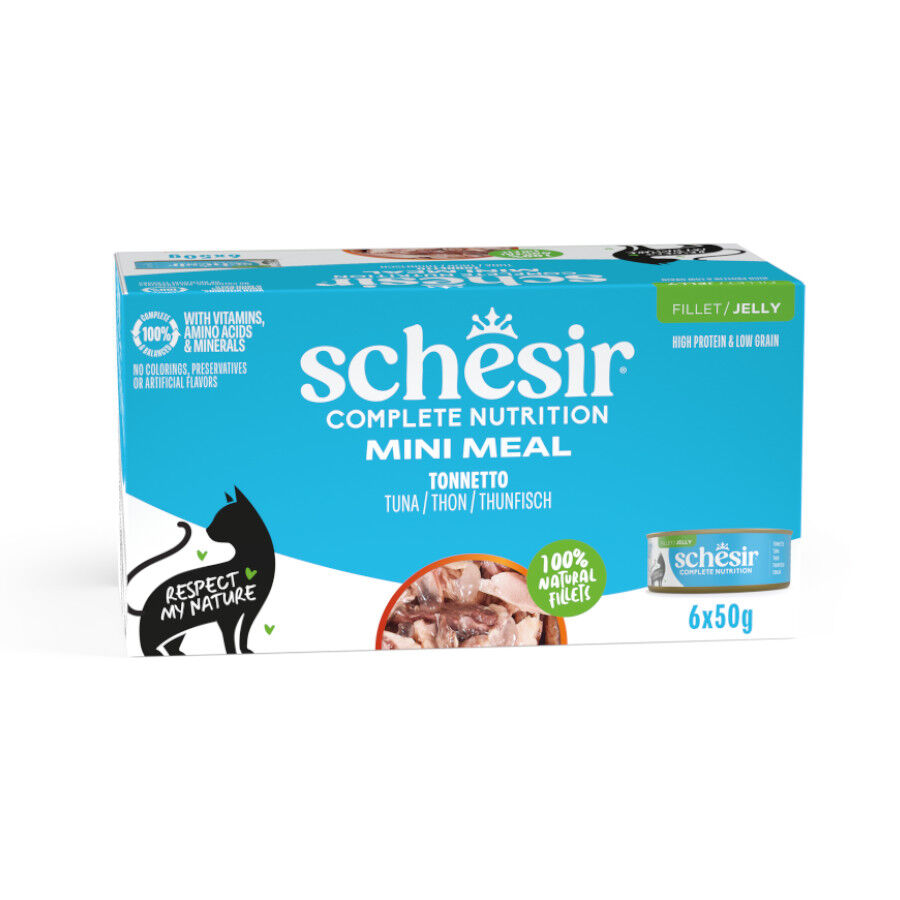 Schesir Mini Meal Comida h&uacute;mida de atum Multipack para gatos, , large Imagem n&uacute;mero 1