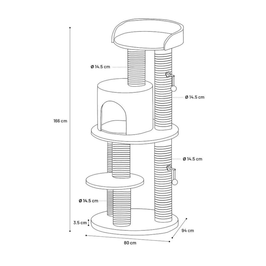 Flamingo Hattie &Aacute;rvore Arranhador Preto para gatos, , large Imagem n&uacute;mero 4