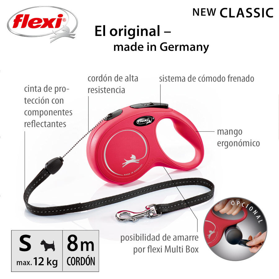 Flexi New Classic Trela extens&iacute;vel com cabo vermelho para c&atilde;es, , large Imagem n&uacute;mero 2