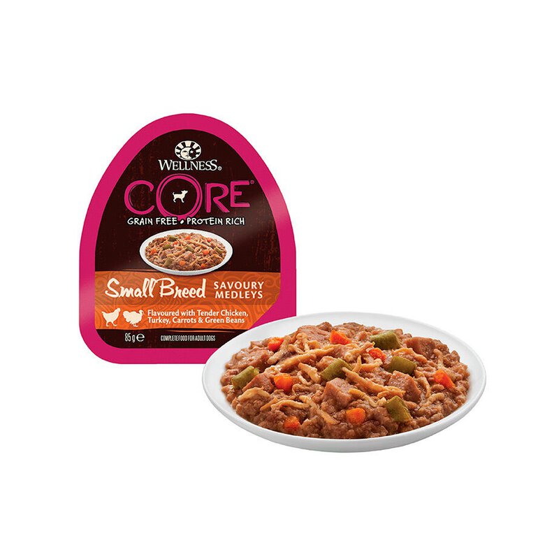 85 g Wellness Core Small Breed Grain Free Frango e Peru Terrina para cães,  Imagem número 2 85 g Wellness Core Small Breed Grain Free Frango e Peru Terrina para cães, , large Imagem número 2