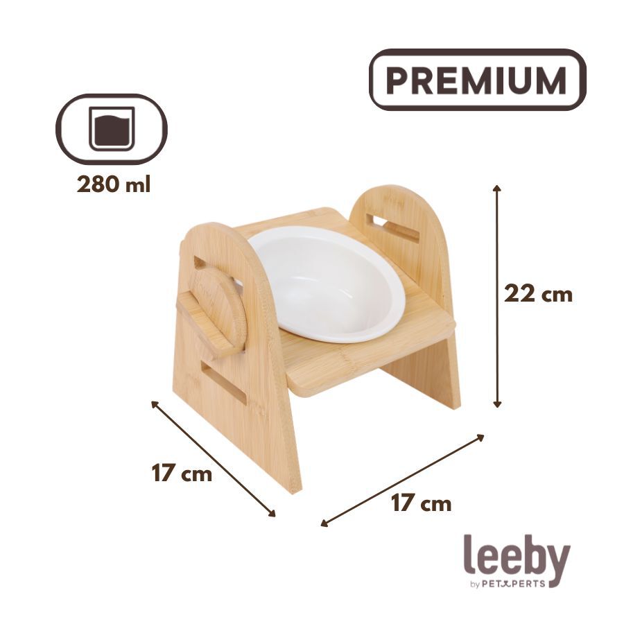 Leeby Comedouro Elevado de Madeira e Cer&acirc;mica para c&atilde;es e gatos, , large Imagem n&uacute;mero 4