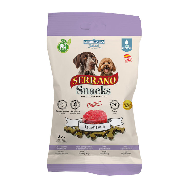 85 g Mediterranean Natural Serrano Biscoitos Boi para cães,  Imagem número 1 Snacks para perros de todos los tamaños sabor buey Imagem número 1
