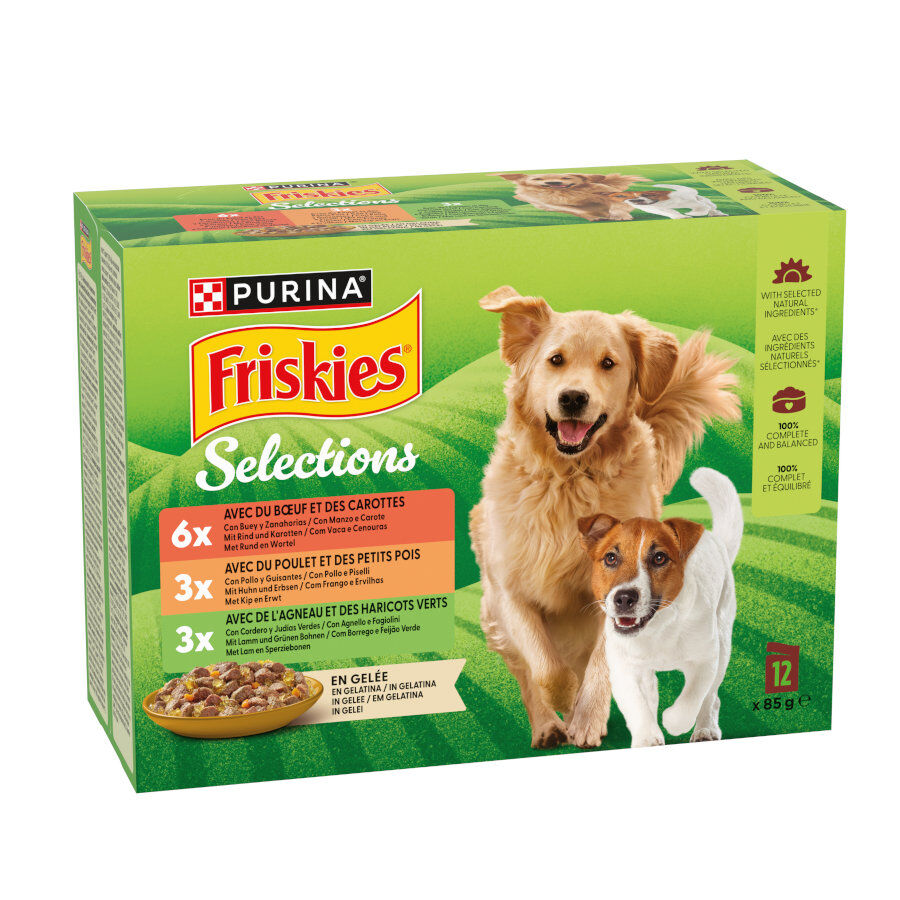 12 saquetas x 85 g Friskies Frango e Borrego Alimento H&uacute;mido para c&atilde;es, , large Imagem n&uacute;mero 1