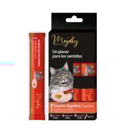 Majesty Salmão com Frango snack líquido para gatos
