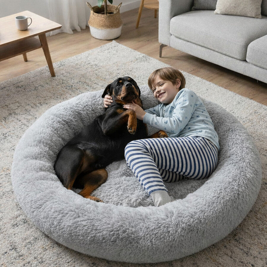 Leeby Cama Donut Anti Stress XXL Cinzenta para pessoas e c&atilde;es, , large Imagem n&uacute;mero 1