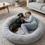 Leeby Cama Donut Anti Stress XXL Cinzenta para pessoas e c&atilde;es, , large Indicador imagem n&uacute;mero 1