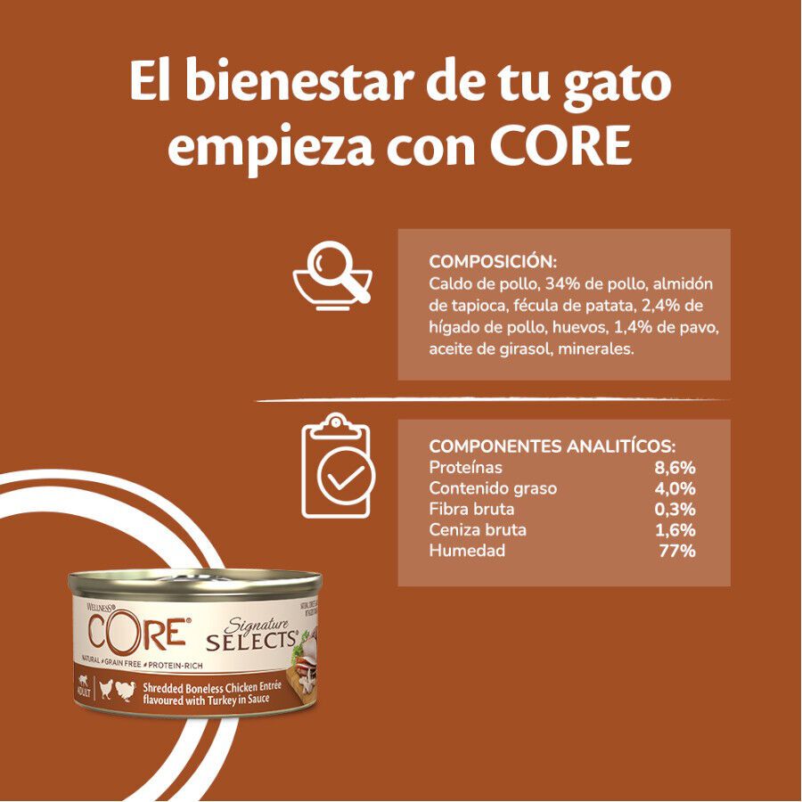 79 g Wellness Core Shredded frango e peru lata para gatos, , large Imagem n&uacute;mero 4