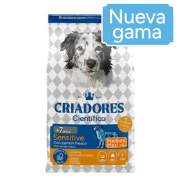 Criadores Cient&iacute;fico Senior Sensitive Medium-Maxi Ra&ccedil;&atilde;o de salm&atilde;o para c&atilde;es