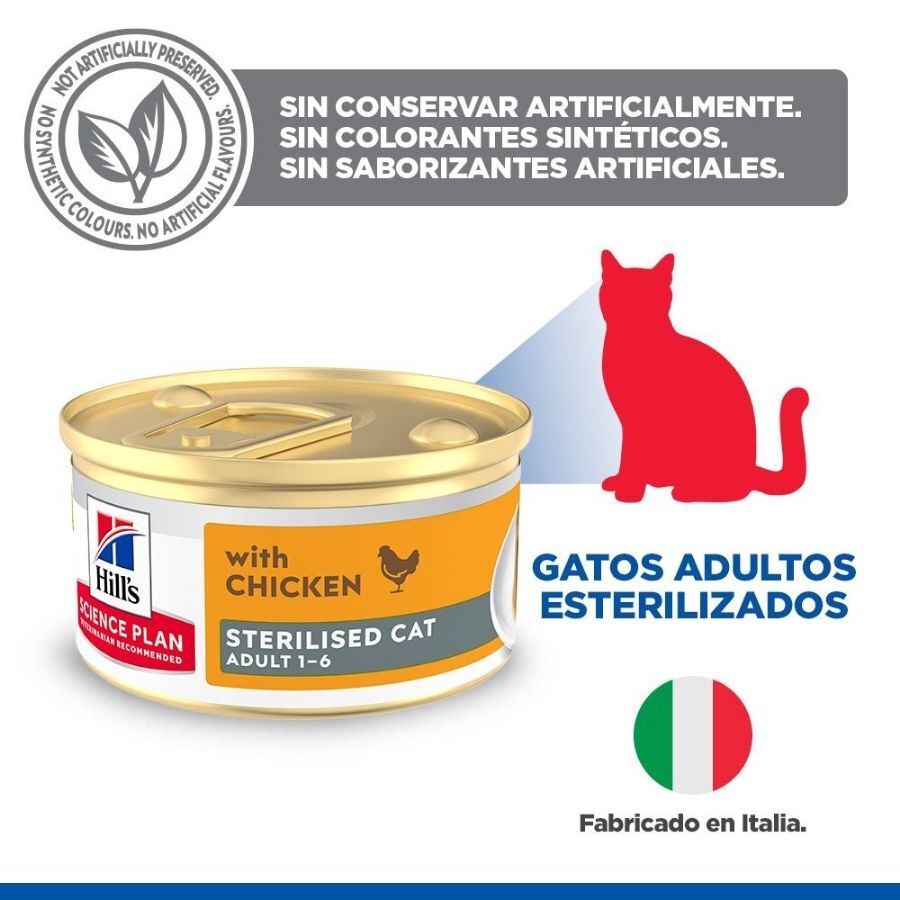 85 g Hill's Science Plan Adult Sterilised Comida h&uacute;mida Mousse de Frango para gatos, , large Imagem n&uacute;mero 3