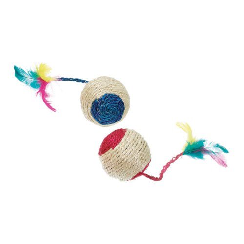 Flamingo sisal con sonajero y pluma pelota gatos Imagem n&uacute;mero 1