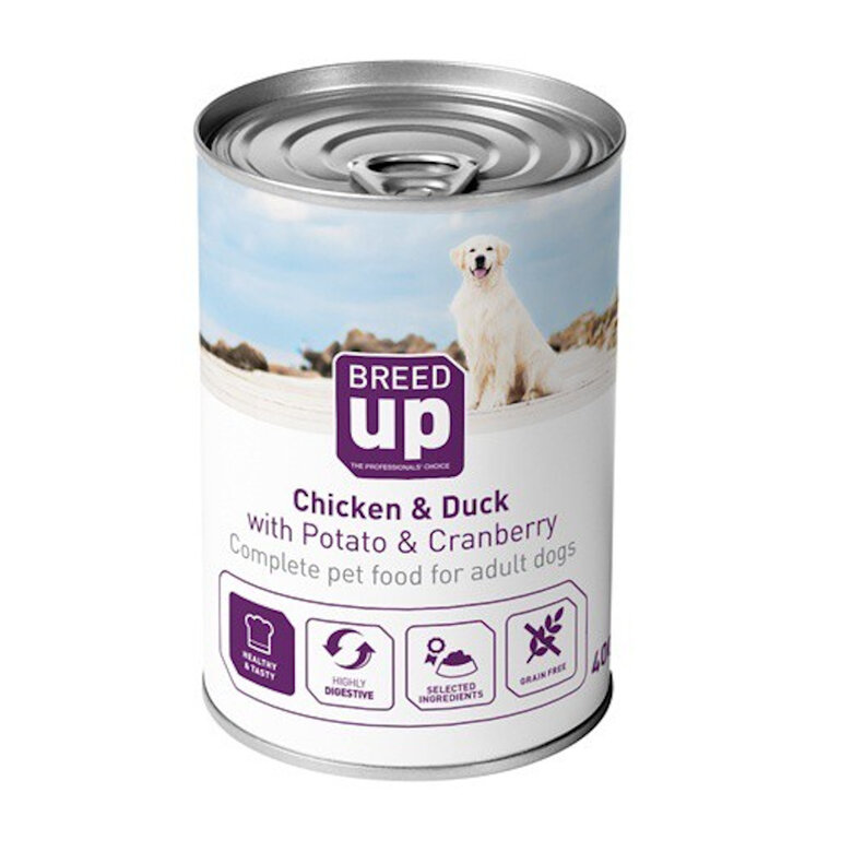 Breed Up Adult Frango e Pato lata para cães, , large image number null