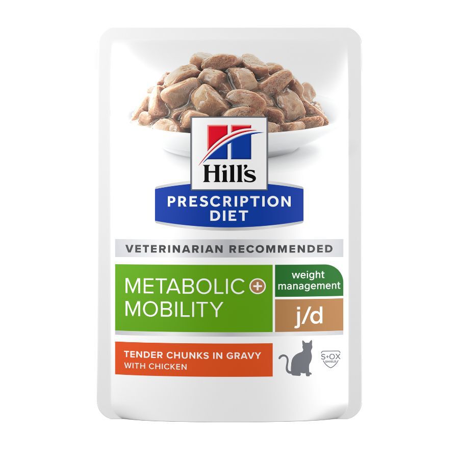 12 sobres x 85 g Hill's Prescription Diet Metabolic + Mobility Comida h&uacute;mida de frango em saquetas para gatos - Multipack, , large Imagem n&uacute;mero 3