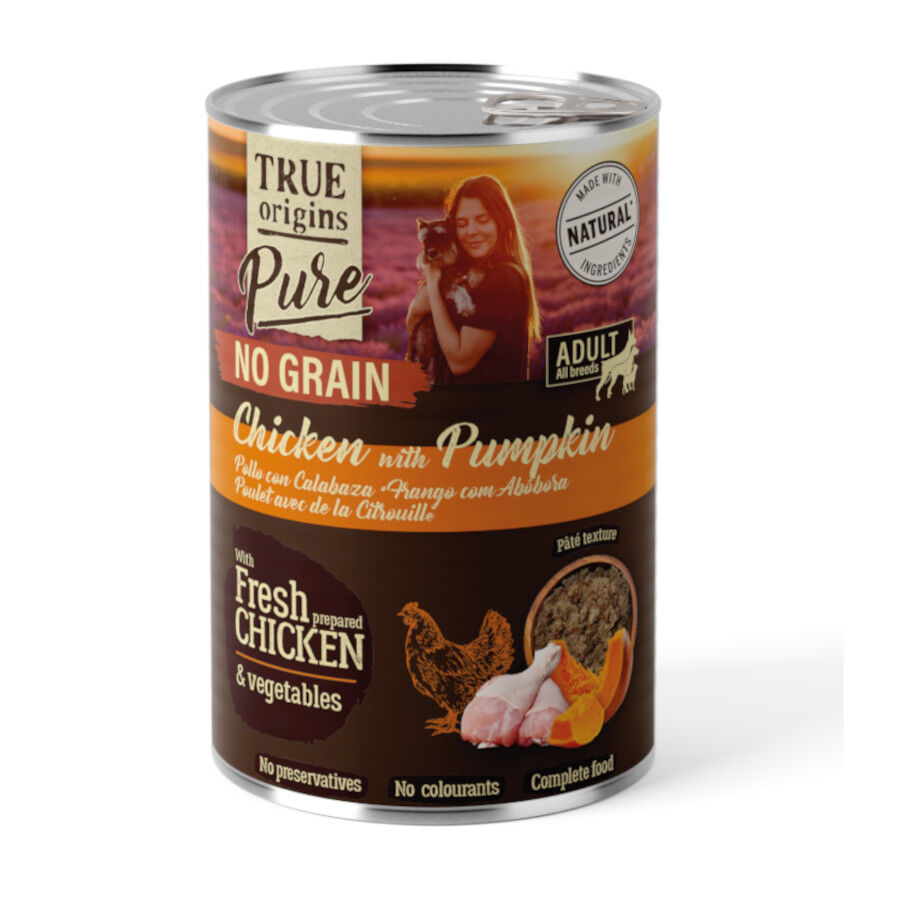 400 g True Origins Pure Adulto Frango lata para C&atilde;es, , large Imagem n&uacute;mero 1