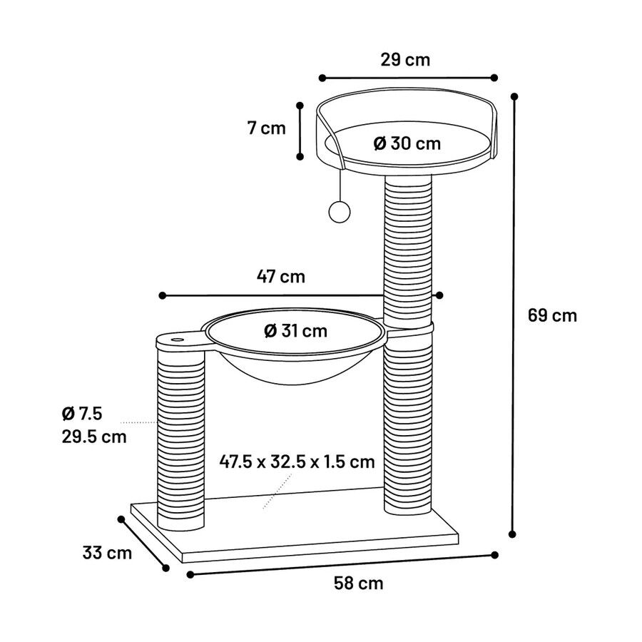 Flamingo Wilma &Aacute;rvore Arranhador Cinzento para gatos , , large Imagem n&uacute;mero 3
