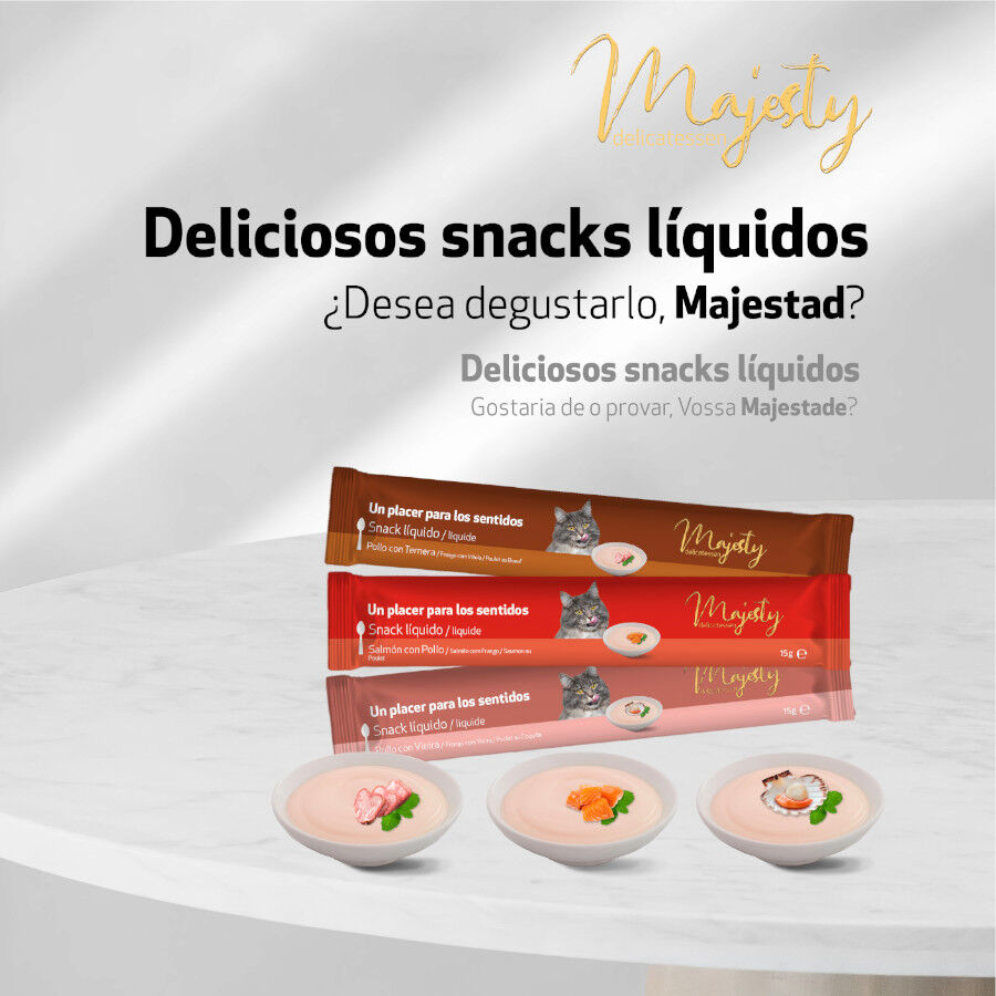 48 saquetas x 15 g Majesty Snack l&iacute;quido Mix para gatos, , large Imagem n&uacute;mero 2