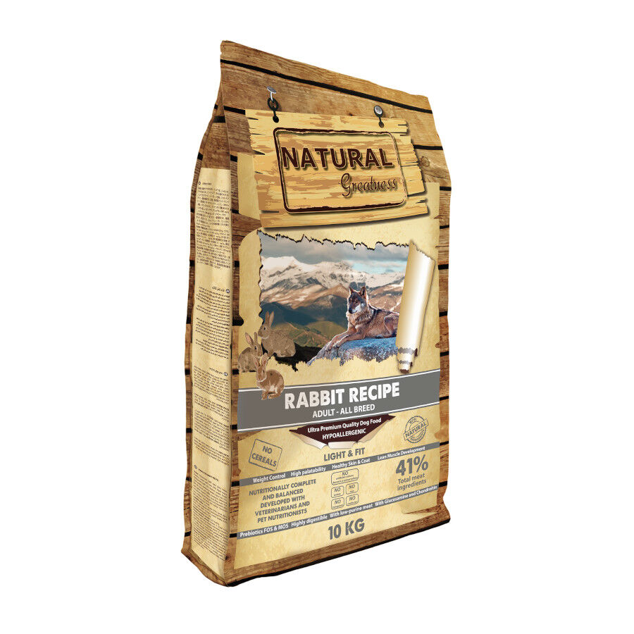 10 kg Natural Greatness Light&Fit Coelho Ra&ccedil;&atilde;o para c&atilde;es, , large Imagem n&uacute;mero 1