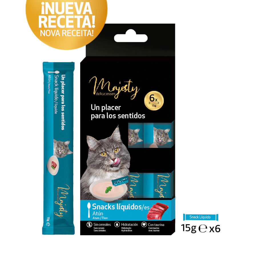 6 saquetas x 15 g Majesty Snack L&iacute;quido de Atum para gatos, , large Imagem n&uacute;mero 2