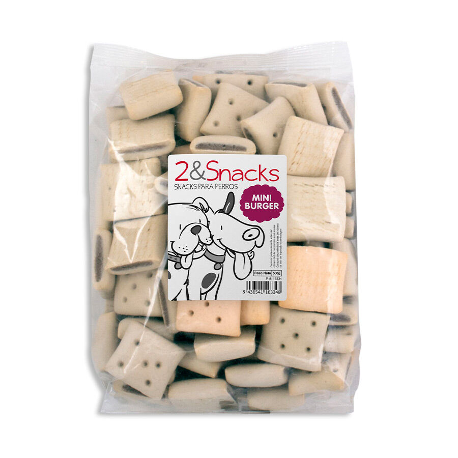 500 g 2&Snacks Biscoitos Mini Burger para c&atilde;es, , large Imagem n&uacute;mero 1