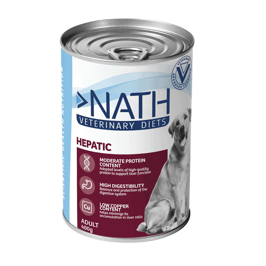 24 latas x 400 g Nath Veterinary Diets Hepatic lata para c&atilde;es Pack Poupan&ccedil;a!, , large Imagem n&uacute;mero 1