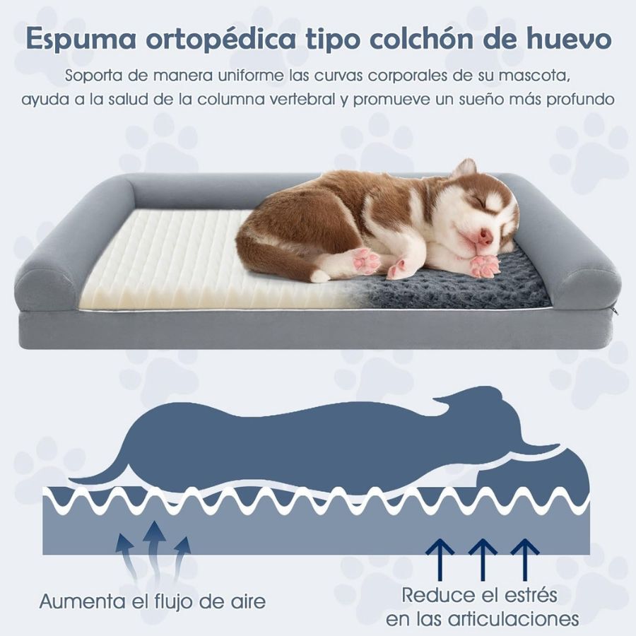 COSTWAY Cama Ortop&eacute;dica Gris para perros, , large Imagem n&uacute;mero 3