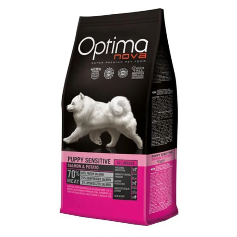 Optima Nova Puppy Sensitive Salm&atilde;o ra&ccedil;&atilde;o para c&atilde;es, , large Imagem n&uacute;mero 1