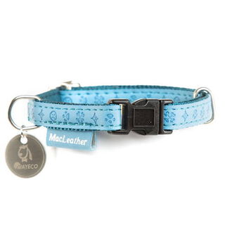 MacLeather Classic Coleira Azul para cães