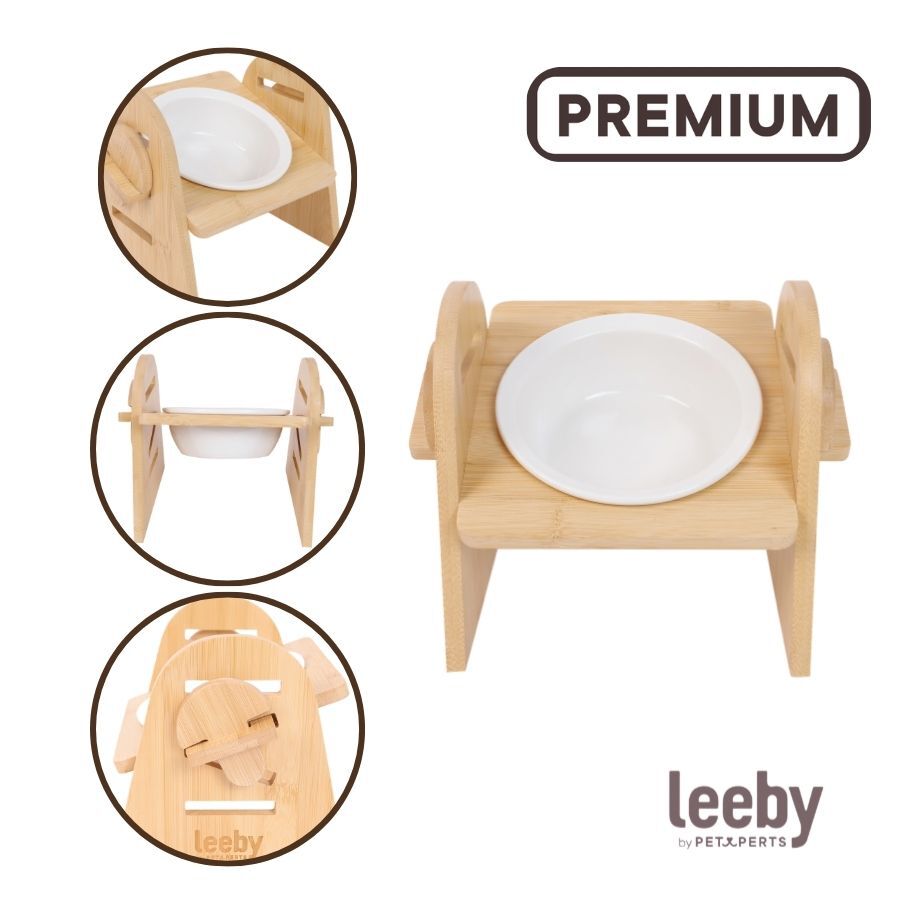 Leeby Comedouro Elevado de Madeira e Cer&acirc;mica para c&atilde;es e gatos, , large Imagem n&uacute;mero 3