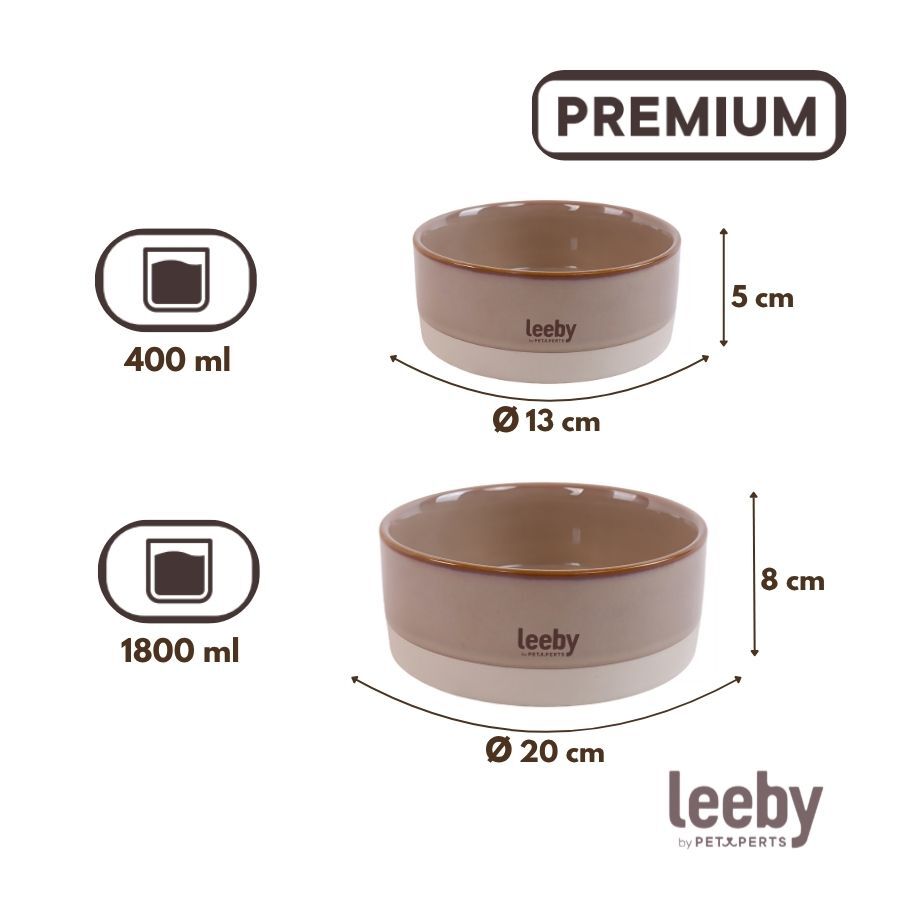 Leeby Comedouro de Cer&acirc;mica Castanho e Branco para c&atilde;es, , large Imagem n&uacute;mero 4