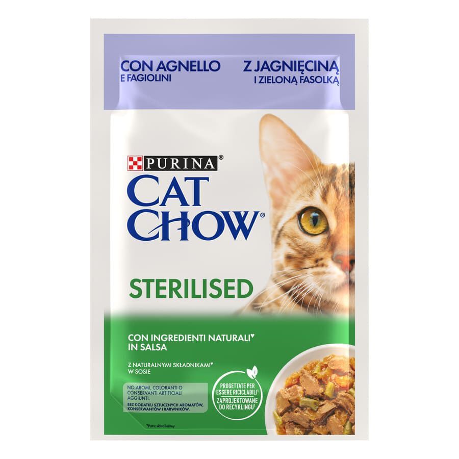 12 saquetas x 85 g Cat Chow Sterilised Cordeiro Saquetas para gatos Pack poupan&ccedil;a!, , large Imagem n&uacute;mero 1