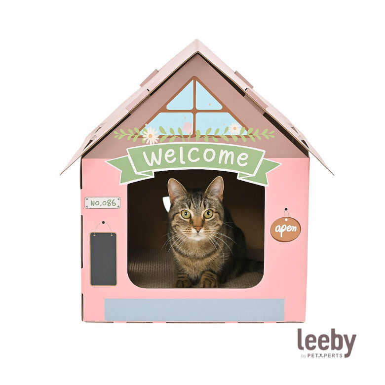 Leeby Hattie casota arranhadora de cartão cor-de-rosa para gatos,  Imagem número 2 Leeby Hattie casota arranhadora de cartão cor-de-rosa para gatos, , large Imagem número 2