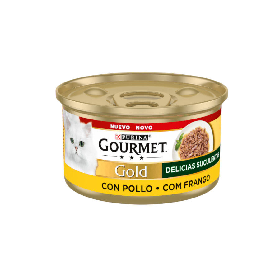 85 g Gourmet Gold Del&iacute;cias Suculentas Alimento h&uacute;mido de frango em lata para gatos, , large Imagem n&uacute;mero 2