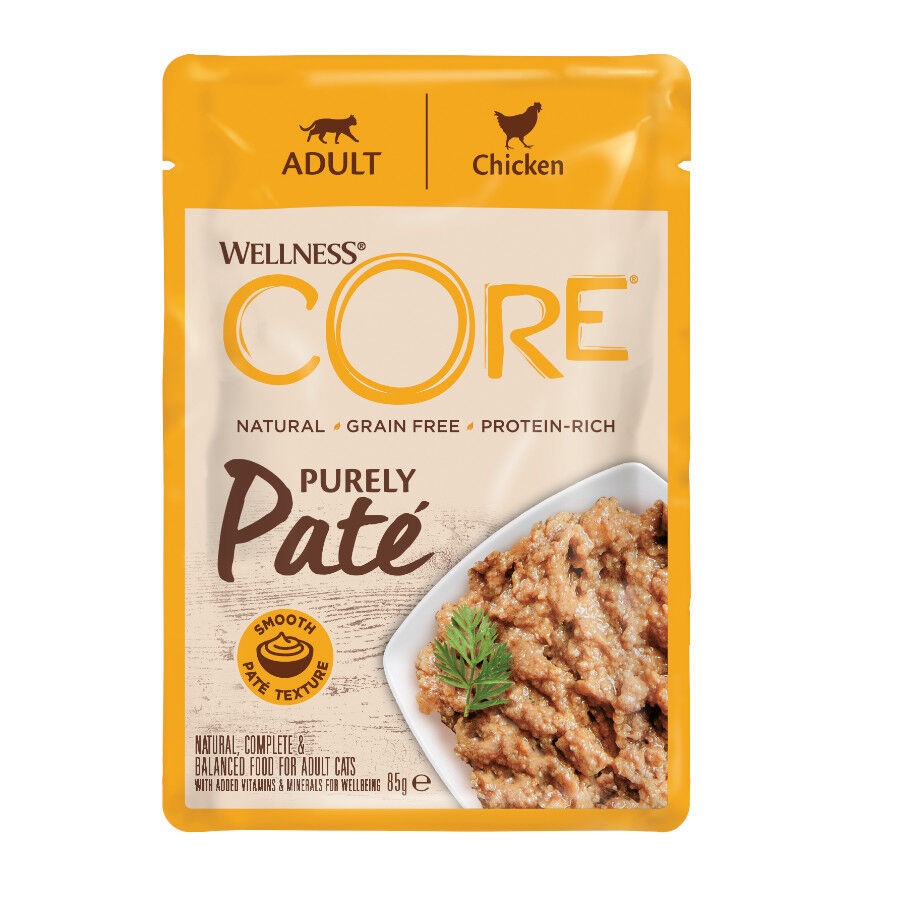 85 g Wellness Core Adult Purely Frango em Pat&ecirc; Saqueta para gatos, , large Imagem n&uacute;mero 1