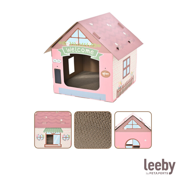 Leeby Hattie casota arranhadora de cartão cor-de-rosa para gatos,  Imagem número 7 Leeby Hattie casota arranhadora de cartão cor-de-rosa para gatos, , large Imagem número 7
