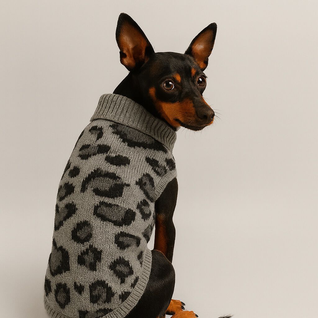 Nayeco Camisola Jacquard Leopardo Cinzenta para c&atilde;es, , large Imagem n&uacute;mero 1