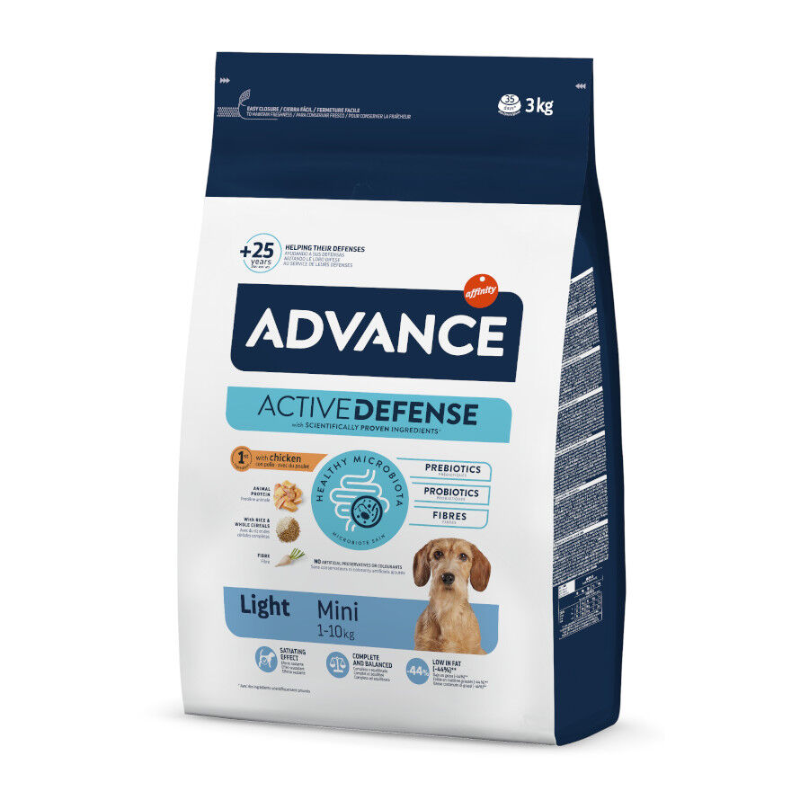 3 kg Advance Active Defense Mini Light Frango e Arroz ra&ccedil;&atilde;o para c&atilde;es, , large Imagem n&uacute;mero 1