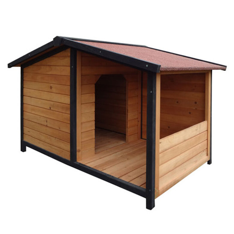 TK Pet Rocky caseta de madera para perro con patio Imagem número 1 TK Pet Rocky caseta de madera para perro con patio Imagem número 1