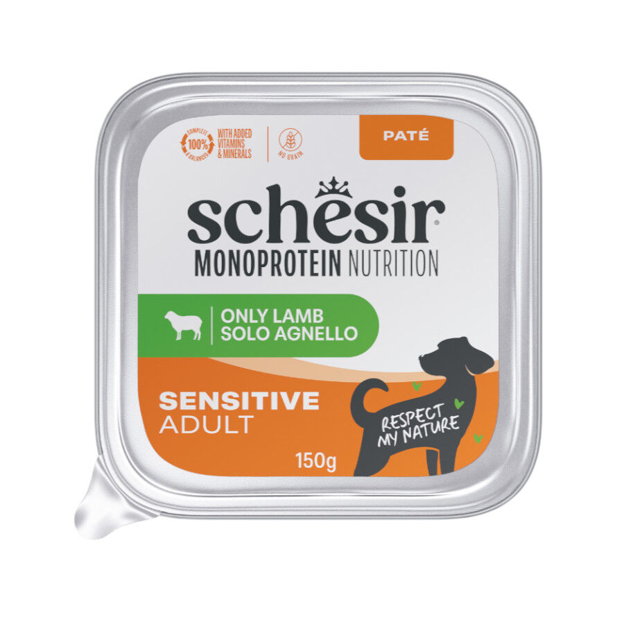 Schesir Monoprotein Comida h&uacute;mida de cordeiro Pat&ecirc; em terrina para c&atilde;es, , large Imagem n&uacute;mero 1