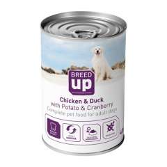 Alimento húmido para cães Breed Up Adult frango e pato com batatas e mirtilos 400 gr