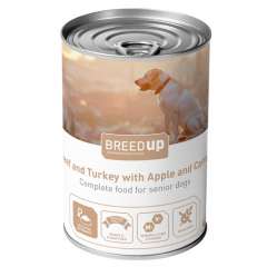 Comida húmida para cães Breed Up Senior de vitela e peru com maçã e cenoura