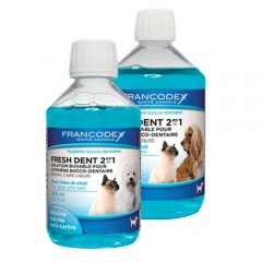 Elixir bucal para cães e gatos Fresh Dent 2 em 1 de Francodex