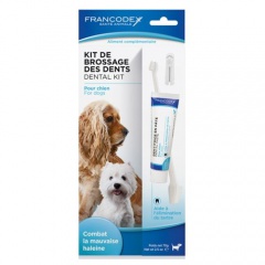 Kit escovas e pasta de dentes para cães Francodex