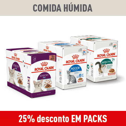 25% de desconto em embalagens de comida húmida para gatos.