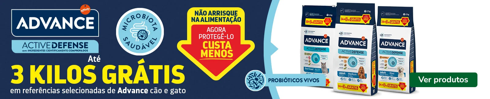 Advance: At&eacute; 3kg gr&aacute;tis na compra de sacos de ra&ccedil;&atilde;o para o seu patudo.