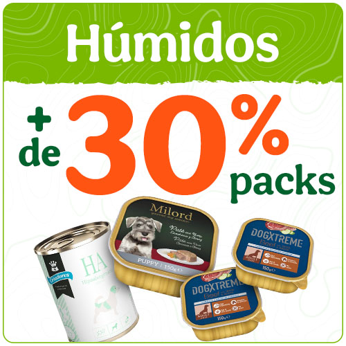 + de 30% de desconto na 2ª unidade em packs de alimento húmido para o seu cão.